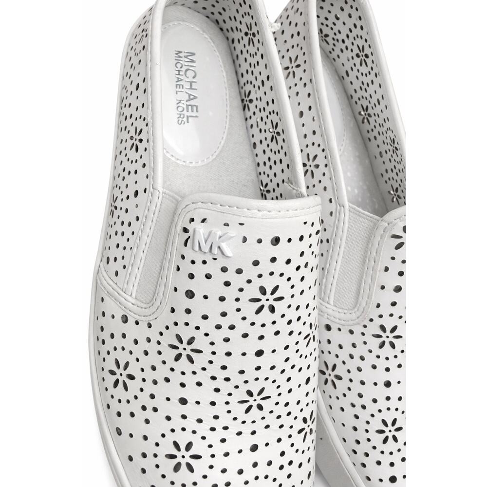 MICHAEL Michael Kors Kane Perforated Slip-On White Leather Clean Sneakers Sz 7 W - Picture 4 of 6